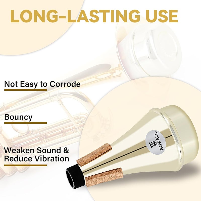 ROWell Trumpet Mute ABS Straight Trumpet Mute Lightweight Practice Trumpet Mute Trumpet Acessories for Beginner(Gold) - Image 3